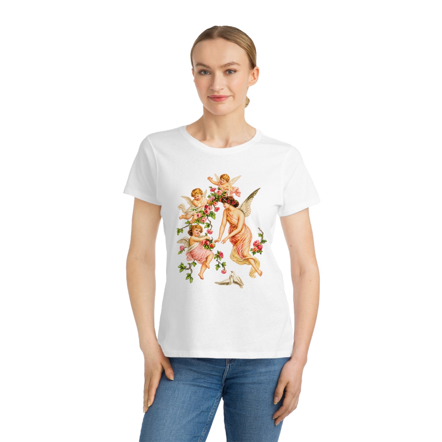 Victorian Angel with Cherubs Organic Cotton Women’s Short-Sleeve T-Shirt