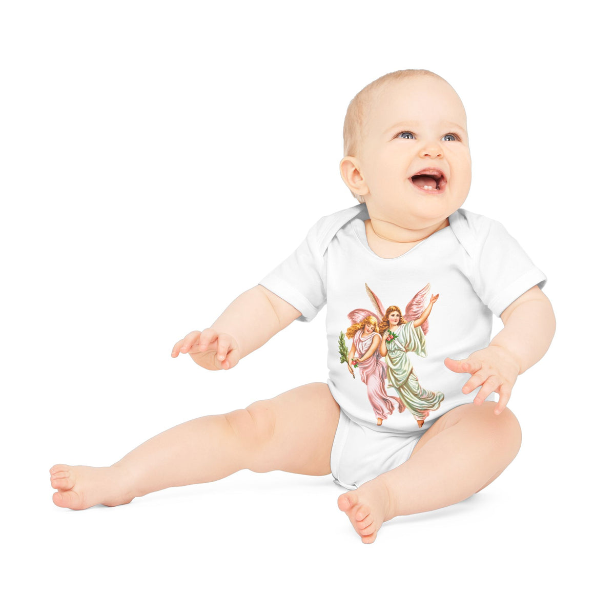 Heavenly Angel Art Organic Cotton Short-Sleeve Baby Bodysuit