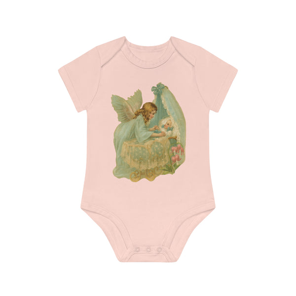 Victorian Organics baby bodysuit cotton short sleeve bassinet angel