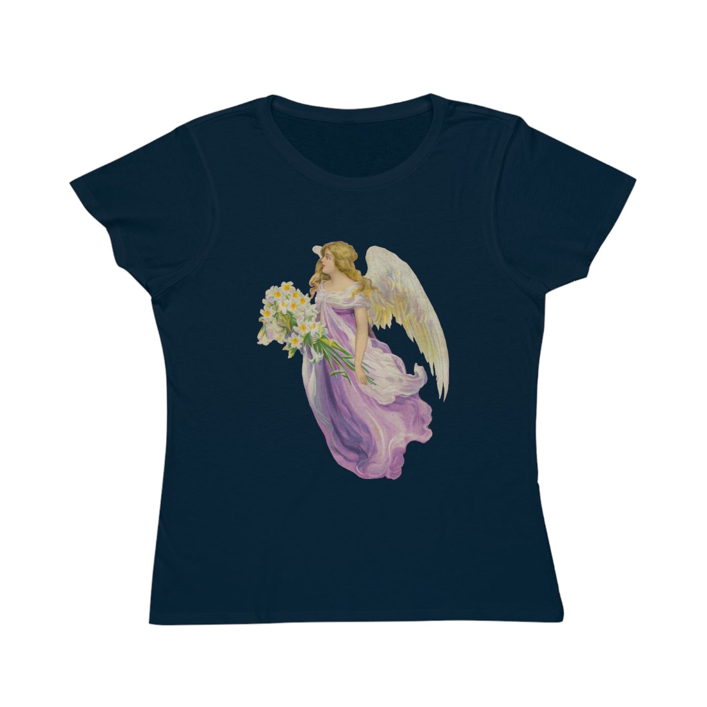Victorian Organics Women's T-Shirt Cotton Short Sleeve Angel In Purple