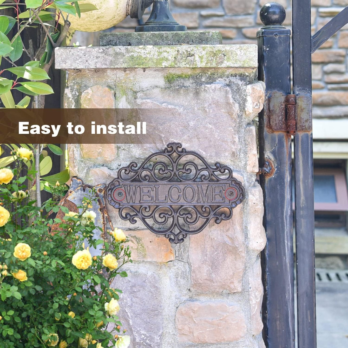 Vintage Style Cast Iron Wall Mount Welcome Sign