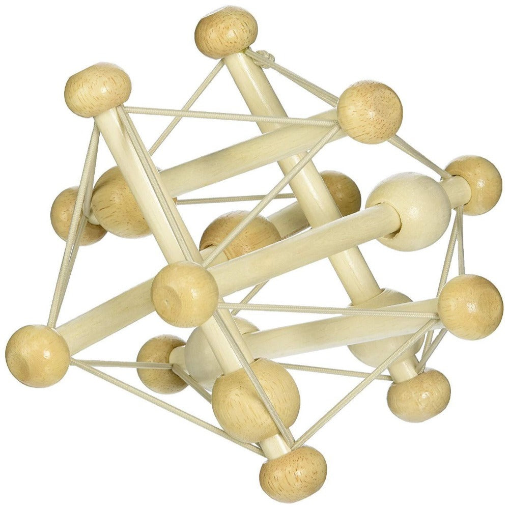Natural Wood Toy Montessori Inspired Baby Rattle and Teether
