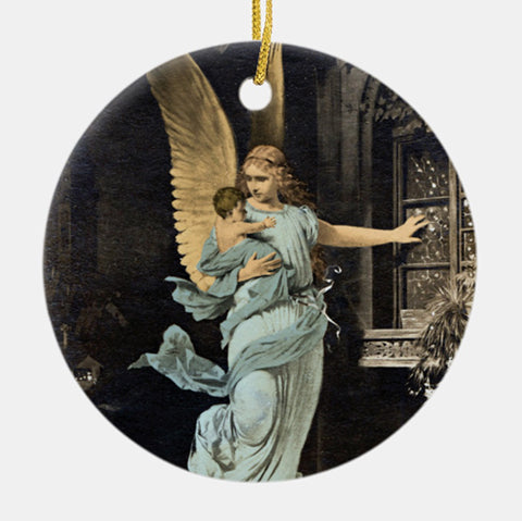 Vintage Style Home Decor Collectible Ornament - Guardian Angel in the Night
