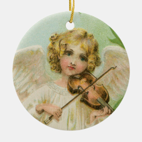 Vintage Style Home Decor Holiday Tree Ornament - Angel With Violin