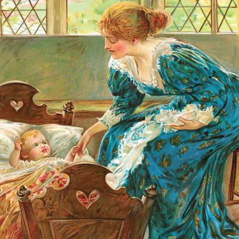 VictorianBabyGifts Victorian Mother Tending Her Baby In A Cradle