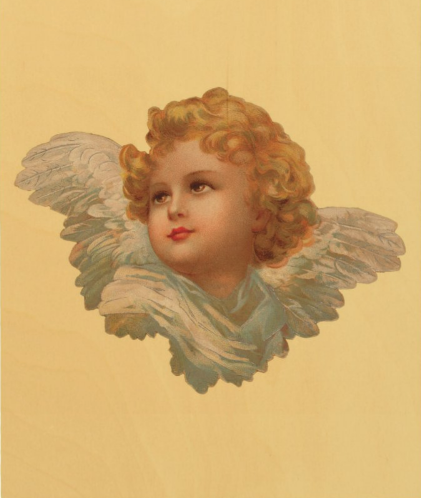 Victorian Organics Golden Haired Cherub Wood Wall Art Home Decor