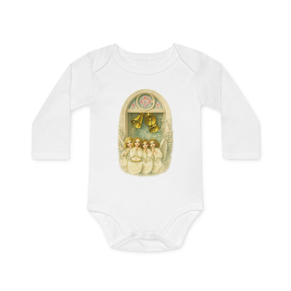 Praying Angels Under Church Bells Organic Cotton Long-Sleeve Baby Bodysuit
