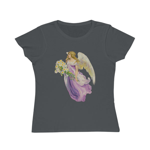 Victorian Organics Women's T-Shirt Cotton Short Sleeve Angel In Purple