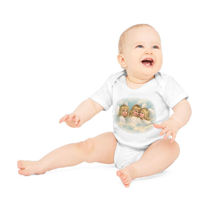 Cherub Angels in the Clouds Organic Cotton Short-Sleeve Baby Bodysuit