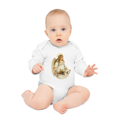 Holiday Angel with Toys Organic Cotton Long-Sleeve Baby Bodysuit