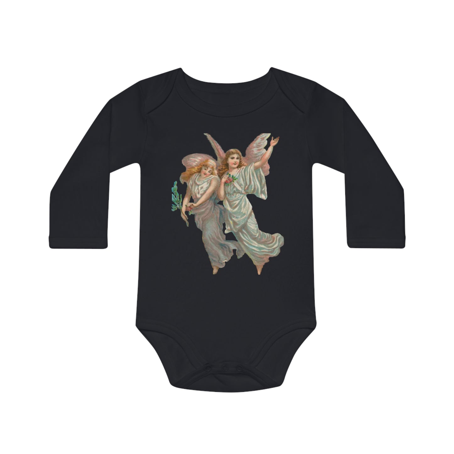 Victorian Organics baby bodysuit cotton long sleeve heavenly angel art