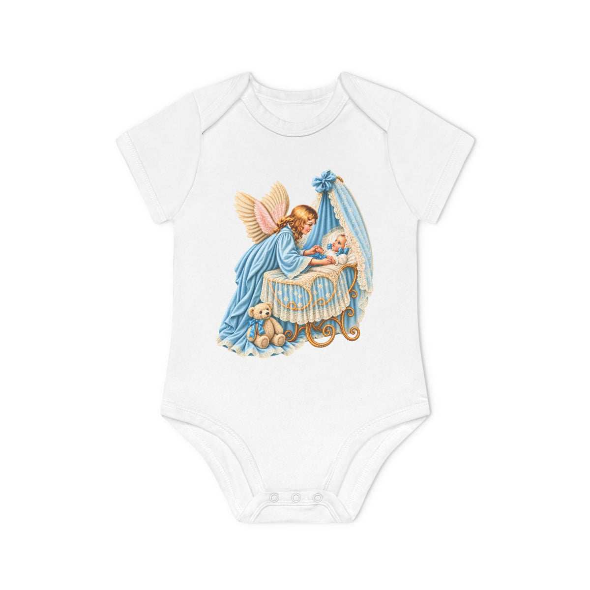Guardian Angel Over Bassinet Organic Cotton Short-Sleeve Baby Bodysuit