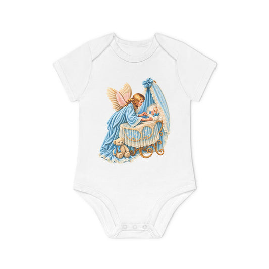 Guardian Angel Over Bassinet Organic Cotton Short-Sleeve Baby Bodysuit