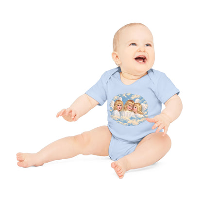 Cherub Angels in the Clouds Organic Cotton Short-Sleeve Baby Bodysuit