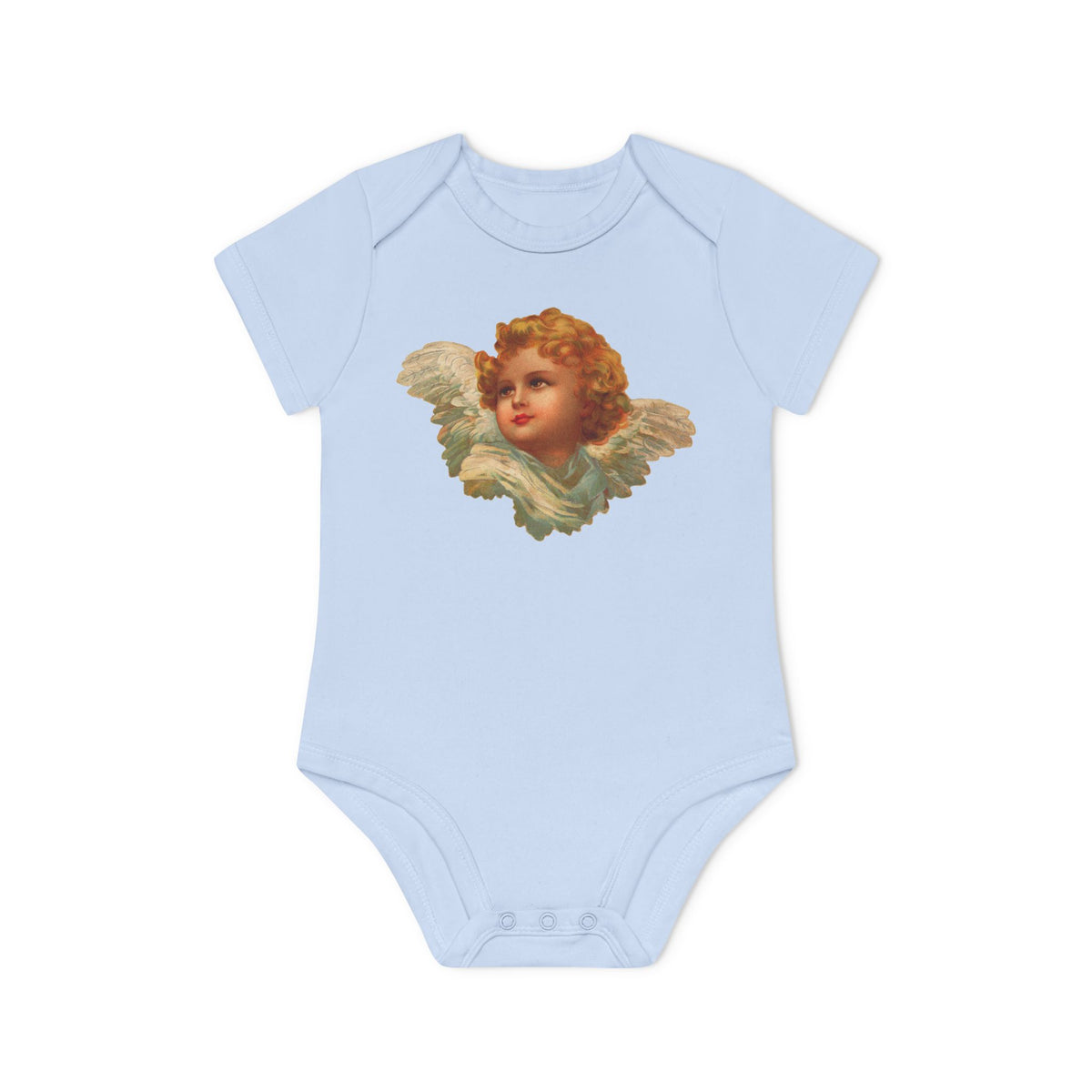 Vintage Cherub Face Organic Cotton Short-Sleeve Baby Bodysuit