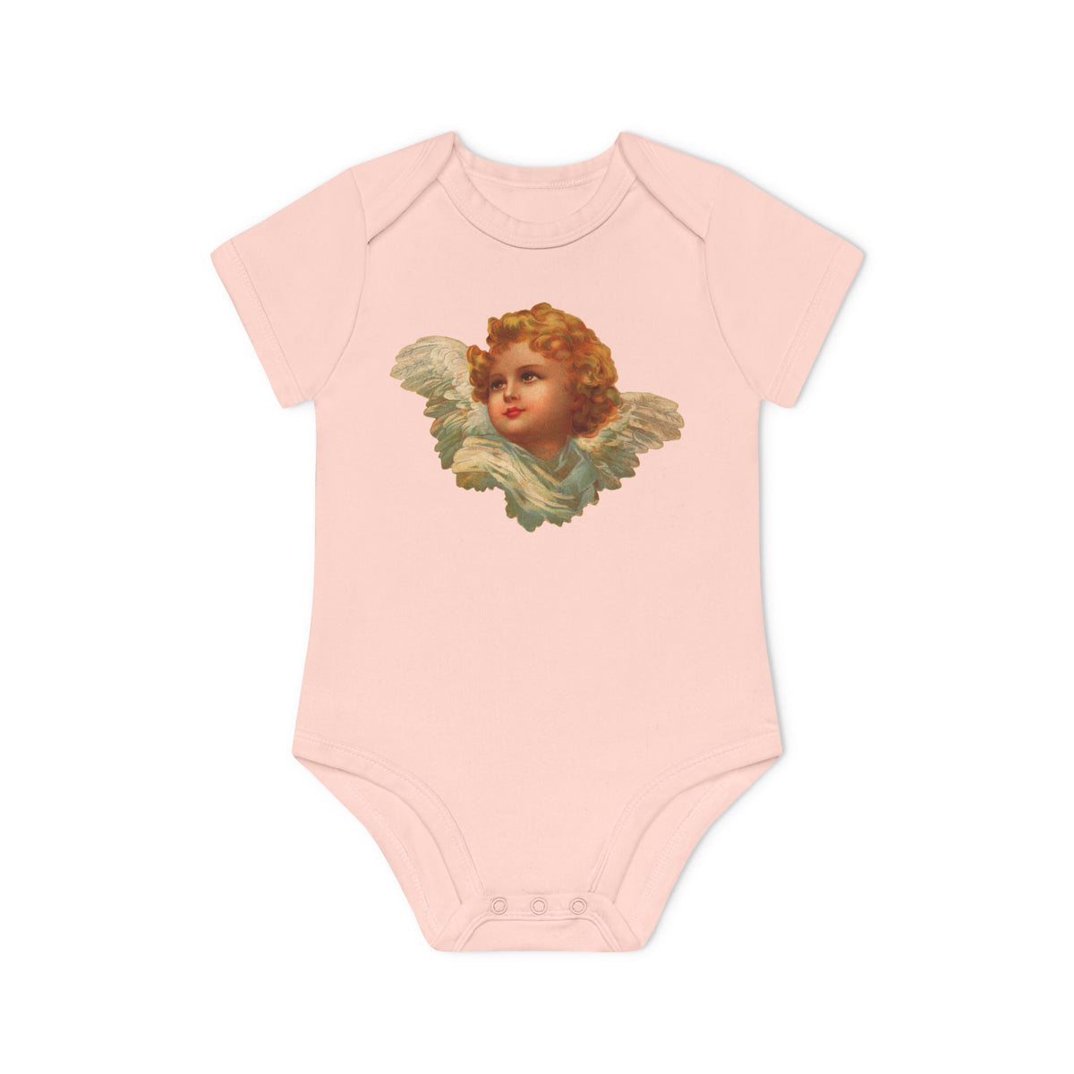 Vintage Cherub Face Organic Cotton Short-Sleeve Baby Bodysuit