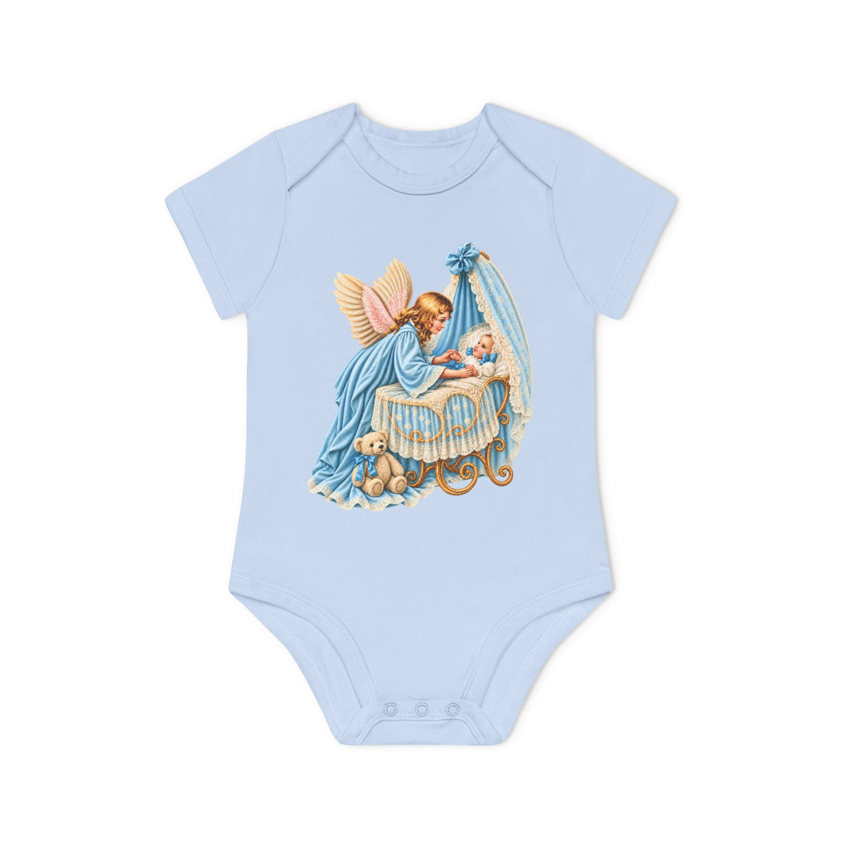 Guardian Angel Over Bassinet Organic Cotton Short-Sleeve Baby Bodysuit