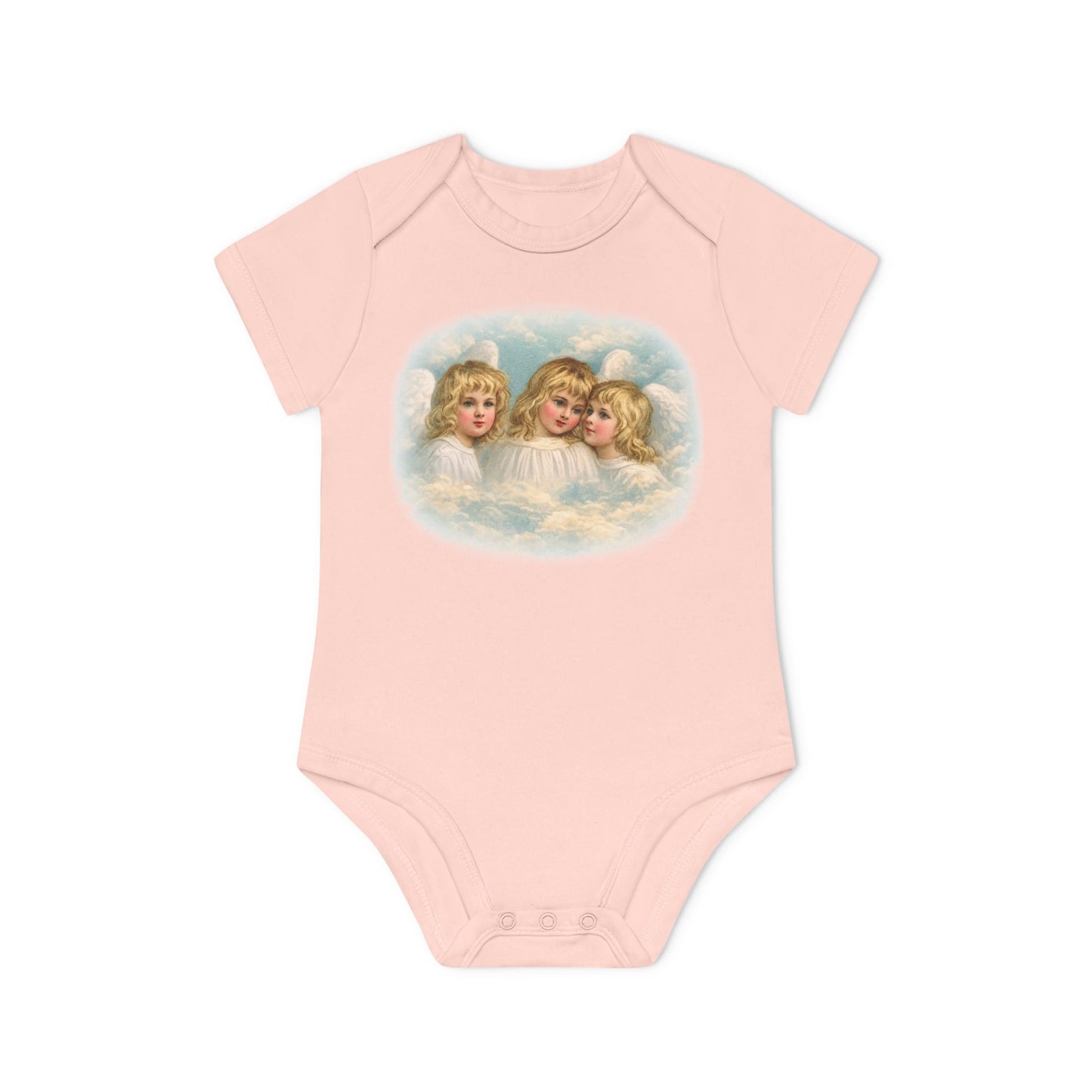 Cherub Angels in the Clouds Organic Cotton Short-Sleeve Baby Bodysuit