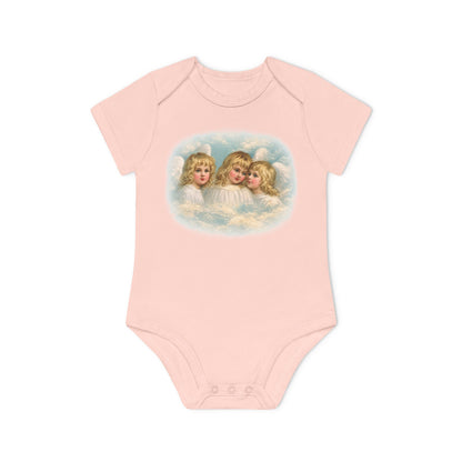 Cherub Angels in the Clouds Organic Cotton Short-Sleeve Baby Bodysuit