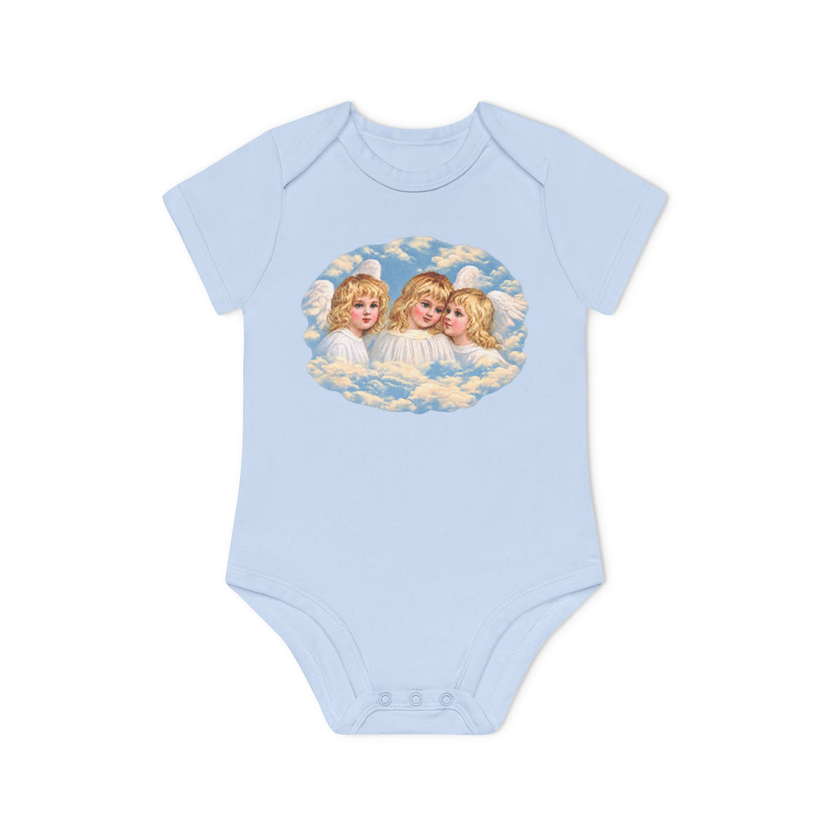 Cherub Angels in the Clouds Organic Cotton Short-Sleeve Baby Bodysuit