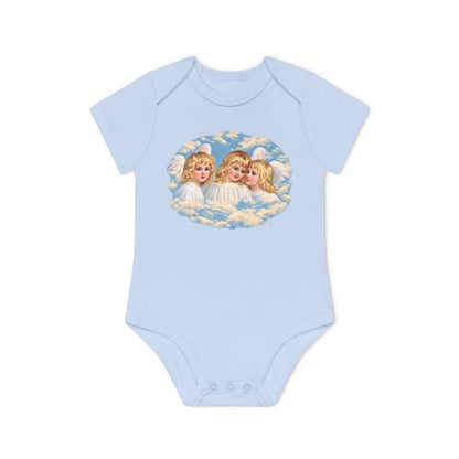 Cherub Angels in the Clouds Organic Cotton Short-Sleeve Baby Bodysuit