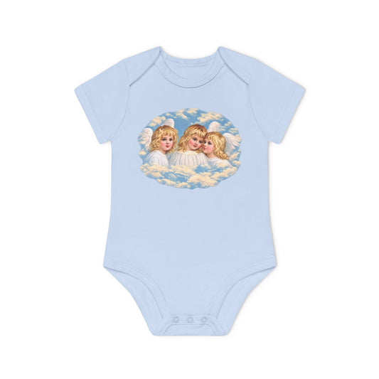 Cherub Angels in the Clouds Organic Cotton Short-Sleeve Baby Bodysuit