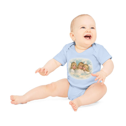 Cherub Angels in the Clouds Organic Cotton Short-Sleeve Baby Bodysuit