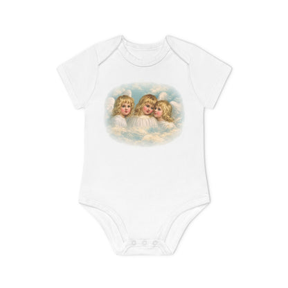 Cherub Angels in the Clouds Organic Cotton Short-Sleeve Baby Bodysuit