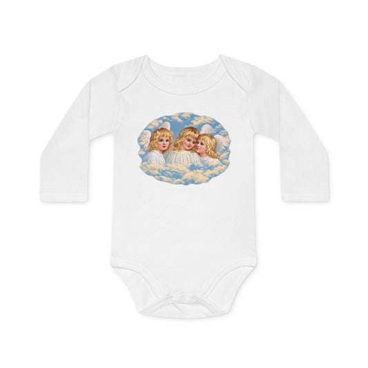 Cherub Angels in the Clouds Organic Cotton Long-Sleeve Baby Bodysuit