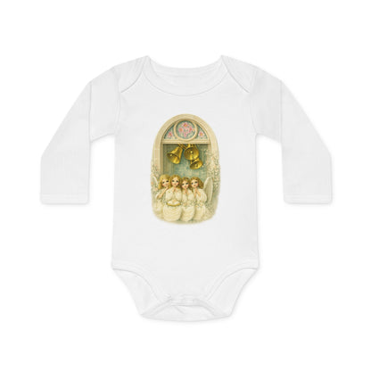 Praying Angels Under Church Bells Organic Cotton Long-Sleeve Baby Bodysuit