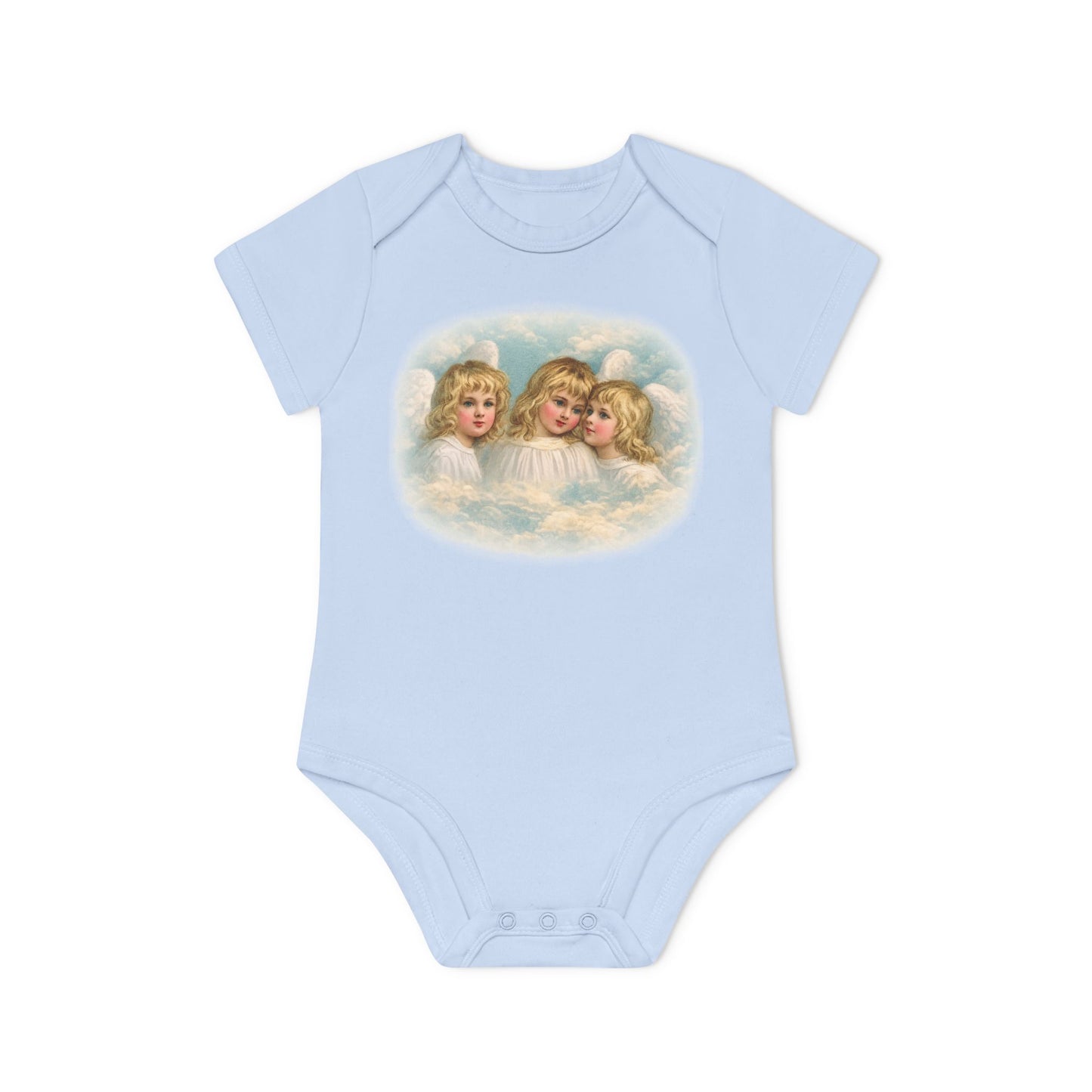 Cherub Angels in the Clouds Organic Cotton Short-Sleeve Baby Bodysuit