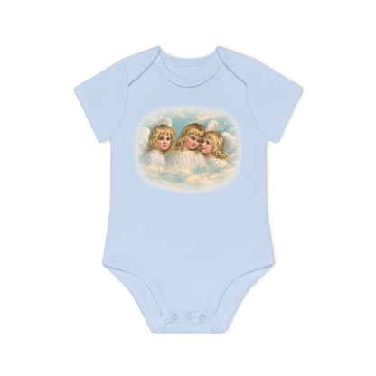 Cherub Angels in the Clouds Organic Cotton Short-Sleeve Baby Bodysuit