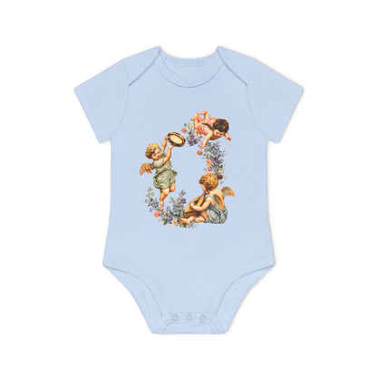 Vintage Cherub Art Organic Cotton Short-Sleeve Baby Bodysuit