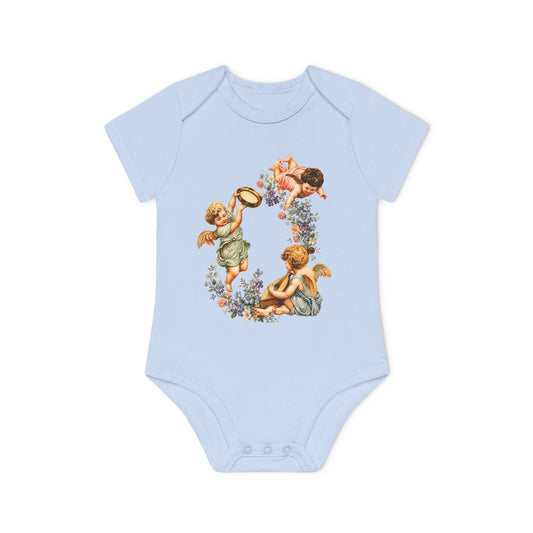 Vintage Cherub Art Organic Cotton Short-Sleeve Baby Bodysuit