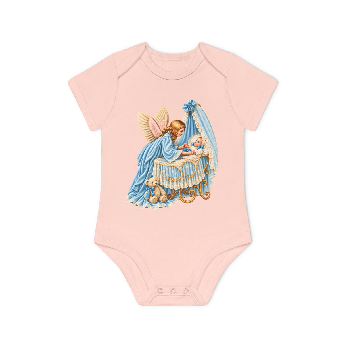 Guardian Angel Over Bassinet Organic Cotton Short-Sleeve Baby Bodysuit