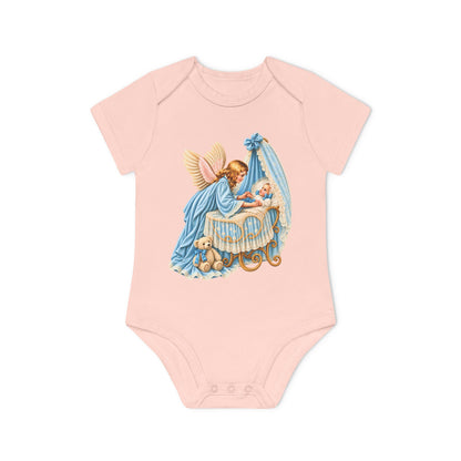 Guardian Angel Over Bassinet Organic Cotton Short-Sleeve Baby Bodysuit