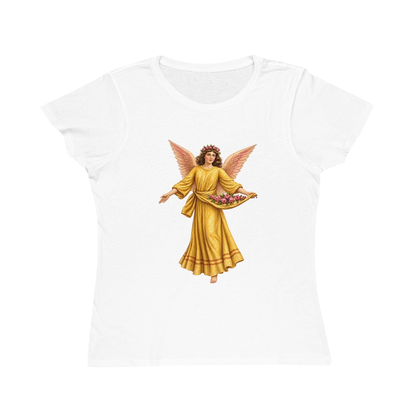 Angel Gathering Roses Organic Cotton Women’s Short-Sleeve T-Shirt