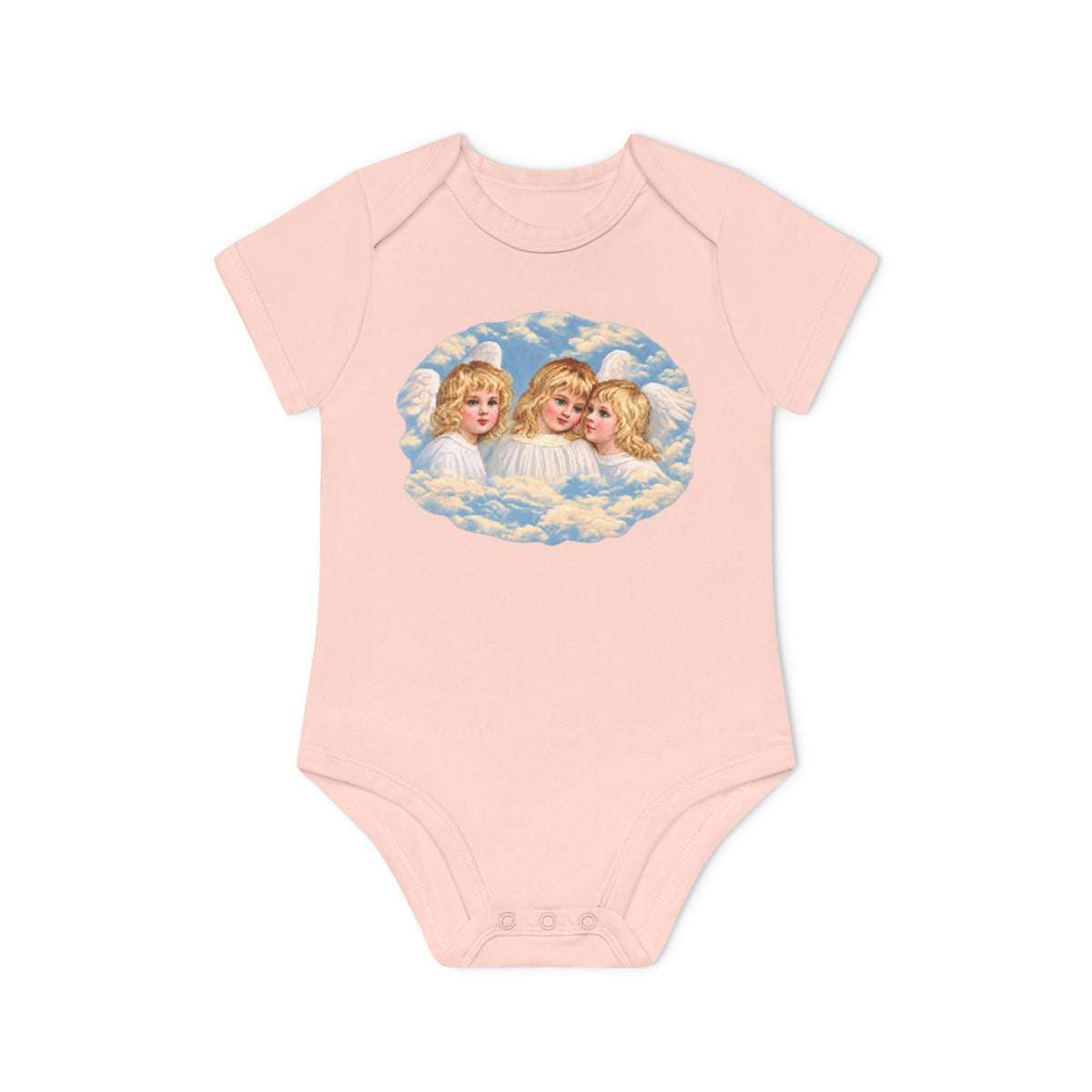 Cherub Angels in the Clouds Organic Cotton Short-Sleeve Baby Bodysuit