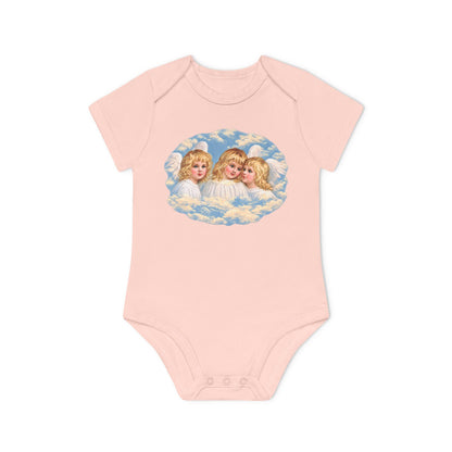 Cherub Angels in the Clouds Organic Cotton Short-Sleeve Baby Bodysuit