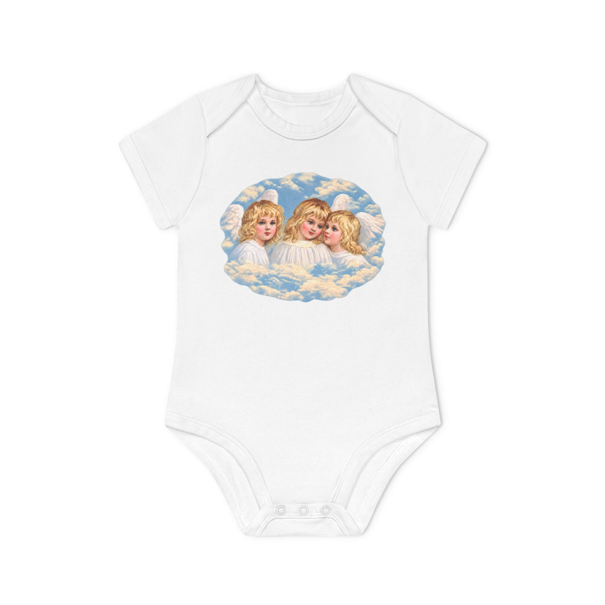 Cherub Angels in the Clouds Organic Cotton Short-Sleeve Baby Bodysuit