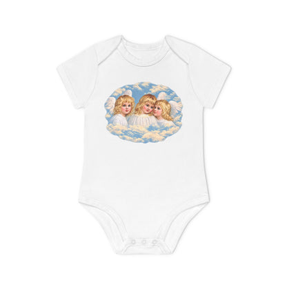 Cherub Angels in the Clouds Organic Cotton Short-Sleeve Baby Bodysuit