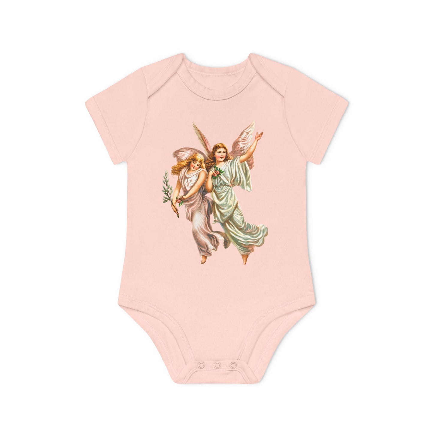 Heavenly Angel Art powder pink organic cotton short-sleeve baby bodysuit