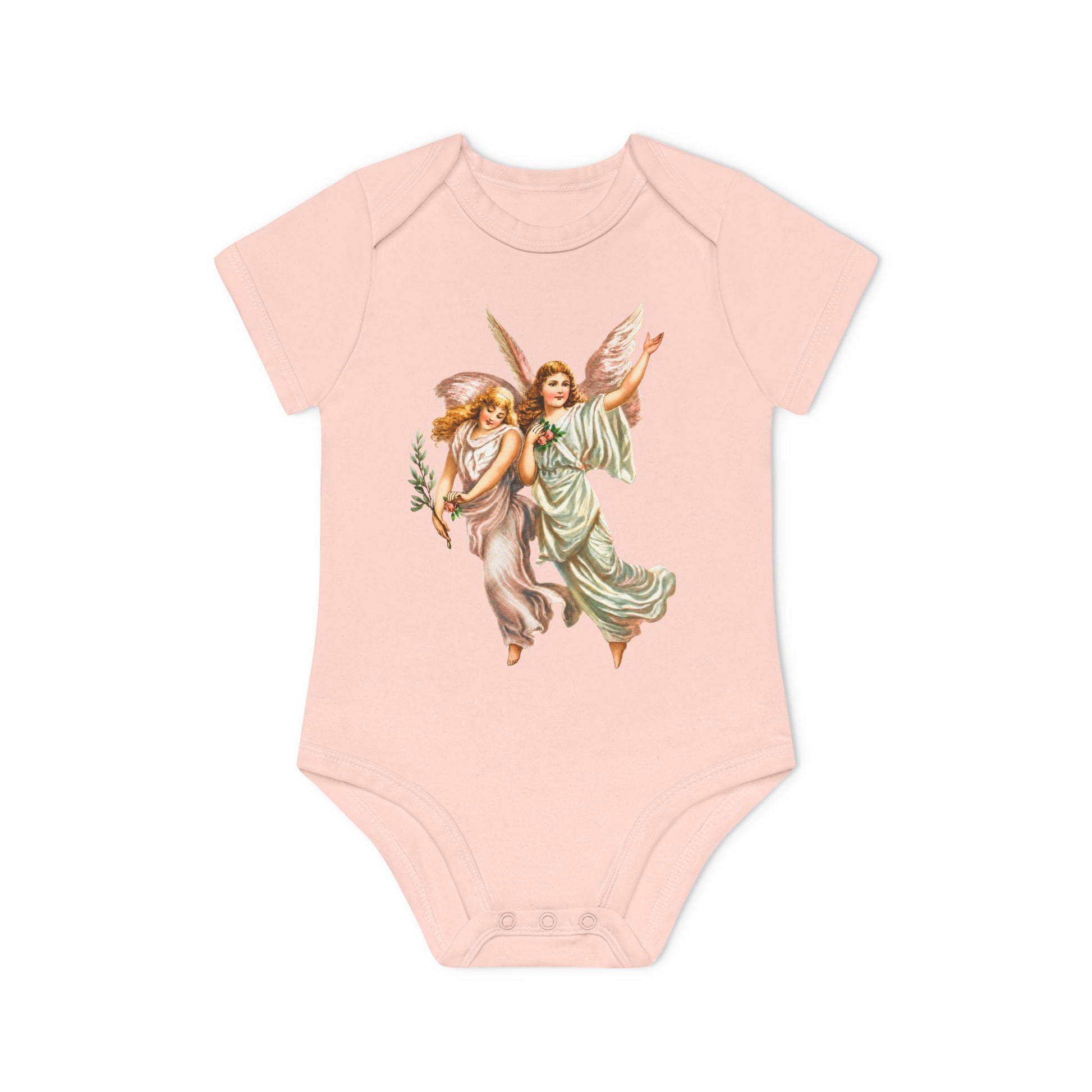 Heavenly Angel Art powder pink organic cotton short-sleeve baby bodysuit