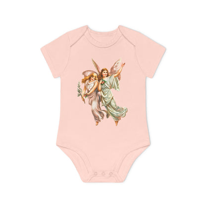 Heavenly Angel Art powder pink organic cotton short-sleeve baby bodysuit