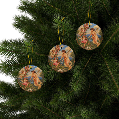 Victorian Angel with Cherubs Ceramic Ornament, Double-Sided Keepsake