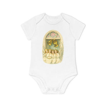 Praying Angels Under Church Bells Organic Cotton Short-Sleeve Baby Bodysuit
