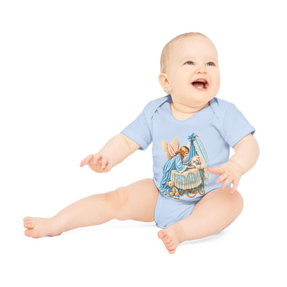 Guardian Angel Over Bassinet Organic Cotton Short-Sleeve Baby Bodysuit