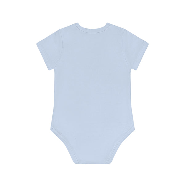 Victorian Organics baby bodysuit cotton short sleeve heavenly angel art - dusty blue
