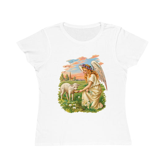 Antique Angel with Lamb Organic Cotton Women’s Short-Sleeve T-Shirt