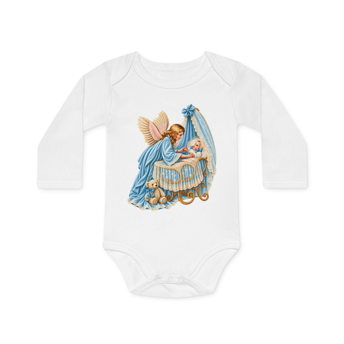 Guardian Angel Over Bassinet Organic Cotton Long-Sleeve Baby Bodysuit